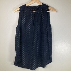 Unbranded Navy Blue Sheer Dressy Tank White Stars